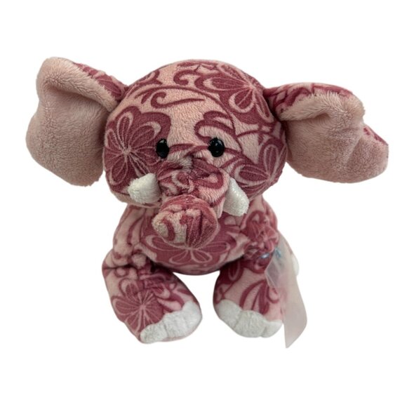 Ganz Webkinz Batik Elephant Plush Toy Pink & White Floral NO CODE - Picture 1 of 9
